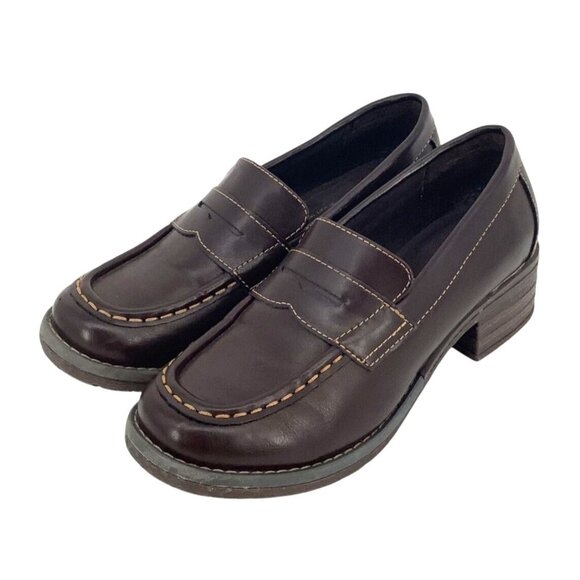 Y2K Eastland Holly Chunky Block Heel Leather Penny Loafers 6.5 Slip On Preppy - Picture 1 of 8